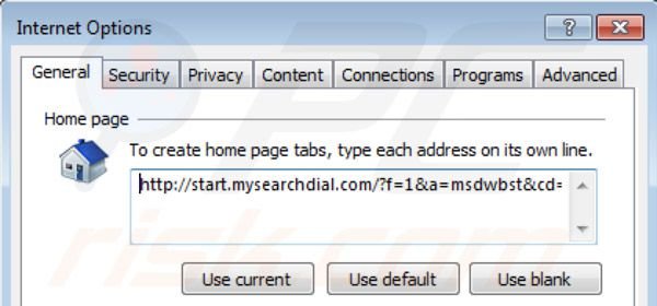 Verwijder mysearchdial.com als startpagina in Internet Explorer