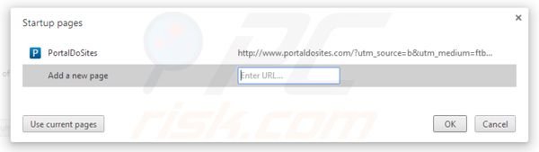 Verwijder portaldosites.com als startpagina in Google Chrome