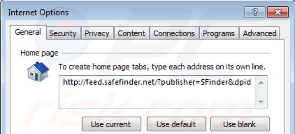 Verwijder isearch.safefinder.net als startpagina in Internet Explorer