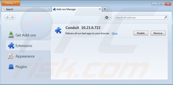 VerwijderSearch Protect by Conduit uit de Mozilla Firefox extensies