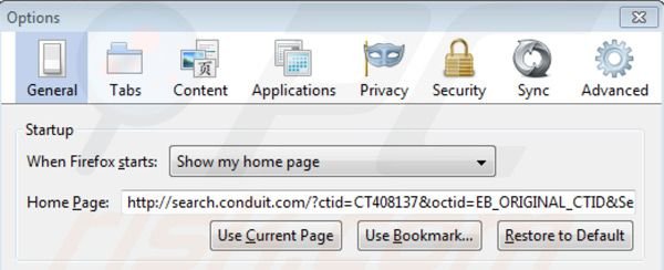 Search Protect by Conduit verwijdering als startpagina in Mozilla Firefox