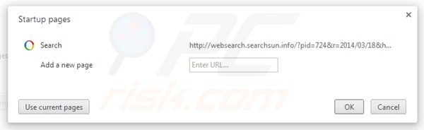 Verwijder websearch.searchsun.info als startpagina in Google Chrome