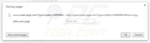 Verwijder sweet-page.com als startpagina in Google Chrome
