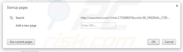 Removing trovi.com from Google Chrome homepage