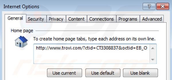 Verwijder trovi.com als startpagina in Internet Explorer