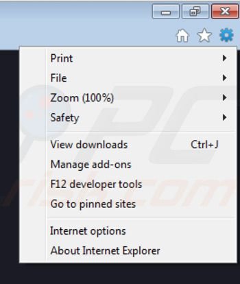 Verwijder het vlc app virus uit de Internet Explorer extensies stap 1