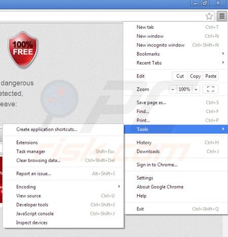 Verwijder Web Protect uit Google Chrome stap 1