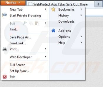 Verwijder Web Protect uit Mozilla Firefox stap 1