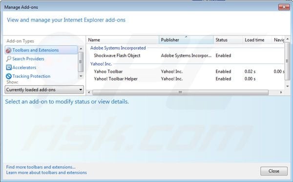 De Yahoo werkbalk verwijderen uit de Internet Explorer extensies