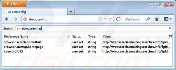 Verwijder websearch.amaizingsearches.info als standaard zoekmachine in Mozilla Firefox 