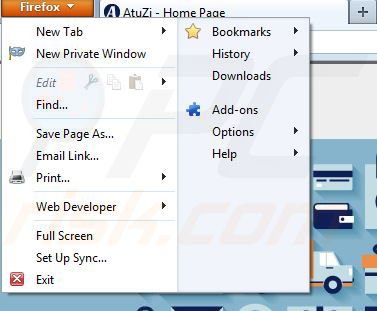 Verwijder AtuZi uit Mozilla Firefox stap 1
