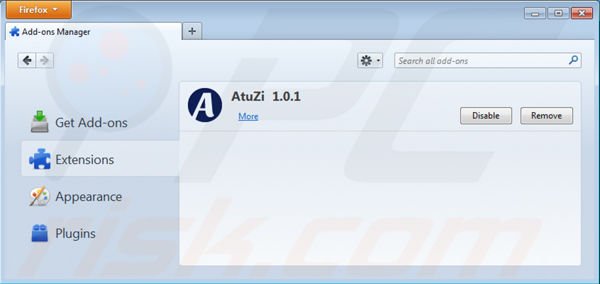 Verwijder AtuZi uit Mozilla Firefox stap 2