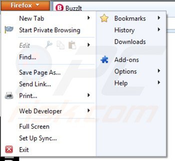 Verwijder buzz-it uit Mozilla Firefox stap 1