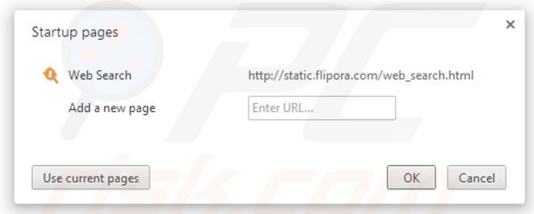 Verwijder flipora als startpagina in Google Chrome