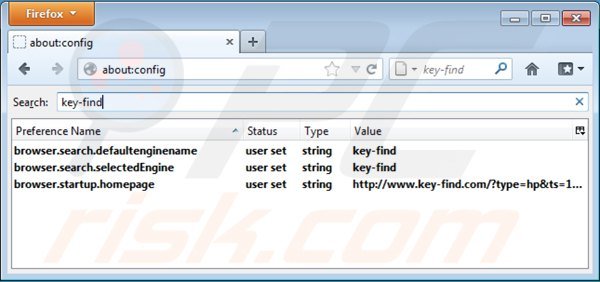 Verwijder key-find.com als standaard zoekmachine in Mozilla Firefox
