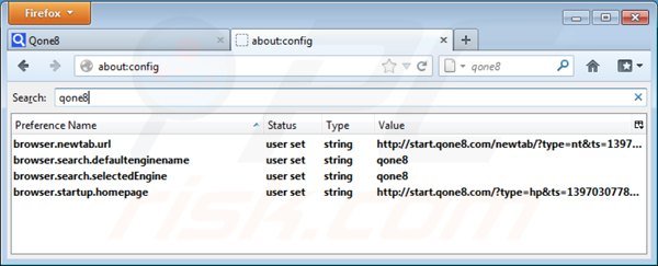 Verwijder start.qone8.com als standaard zoekmachine in Mozilla Firefox