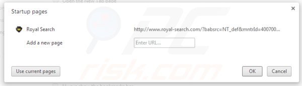 Verwijder royal-search.com als startpagina in Google Chrome
