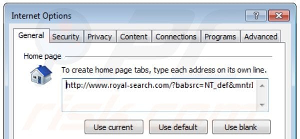 Verwijder royal-search.com als startpagina in Internet Explorer