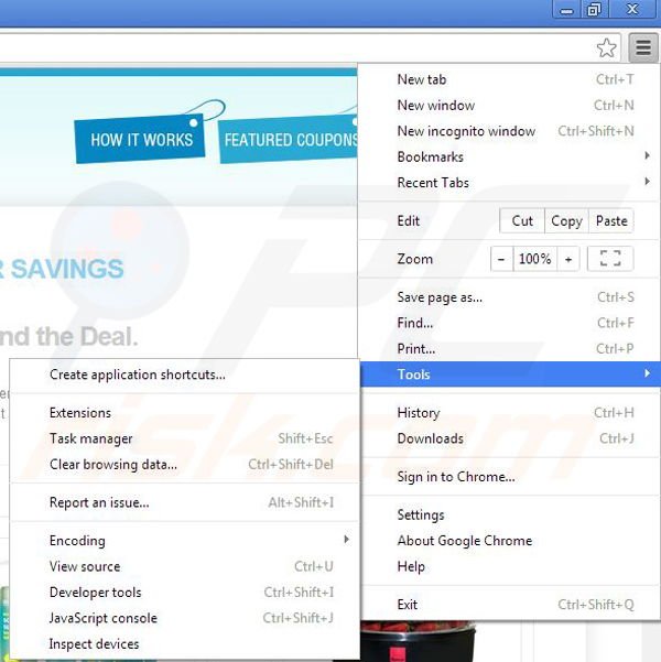 Verwijder RR Savings uit Google Chrome stap 1