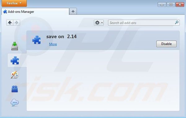 Verwijder Save On uit Mozilla Firefox stap 2