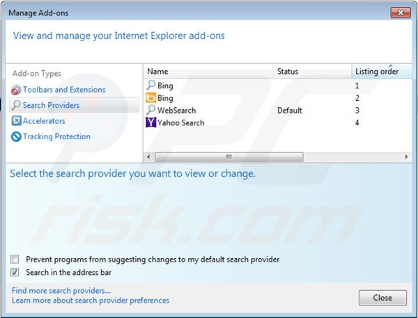 Verwijder websearch.searchissimple.info als standaard zoekmachine in Internet Explorer