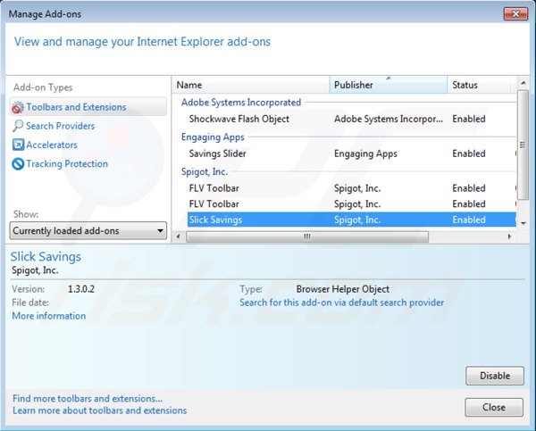 Verwijder slick savings advertenties uit Internet Explorer stap 2