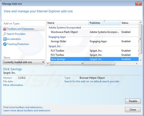 Verwijder slick savings advertenties uit Internet Explorer stap 2