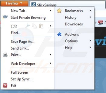 Verwijder slick savings uit Mozilla Firefox stap 1