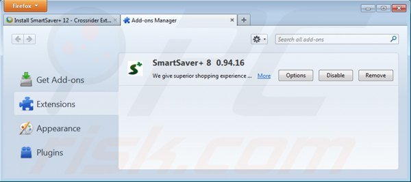 Verwijder smartsaver uit Mozilla Firefox stap 2