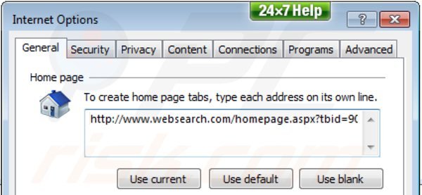 Verwijder websearch.com als startpagina in Internet Explorer
