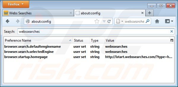 Verwijder istart.webssearches.com als standaard zoekmachine in Mozilla Firefox 