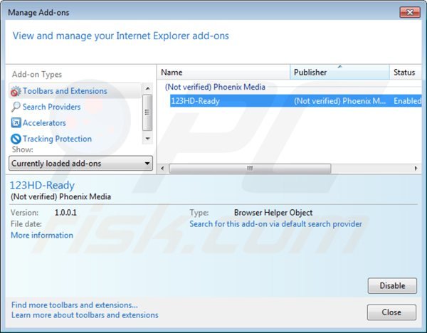 Verwijder 123hd-ready uit Internet Explorer stap 2