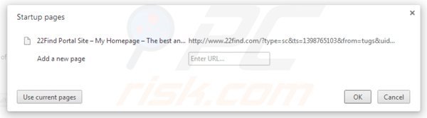 Verwijder 22find.com als starpagina in Google Chrome