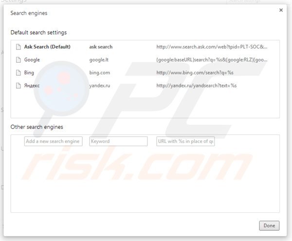 Verwijder de ask social toolbar als standaard zoekmachine in Google Chrome