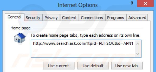 Verwijder de ask social toolbar als startpagina in Internet Explorer