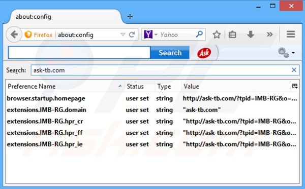 Verwijder ask-tb.com als standaard zoekmachine in Mozilla Firefox