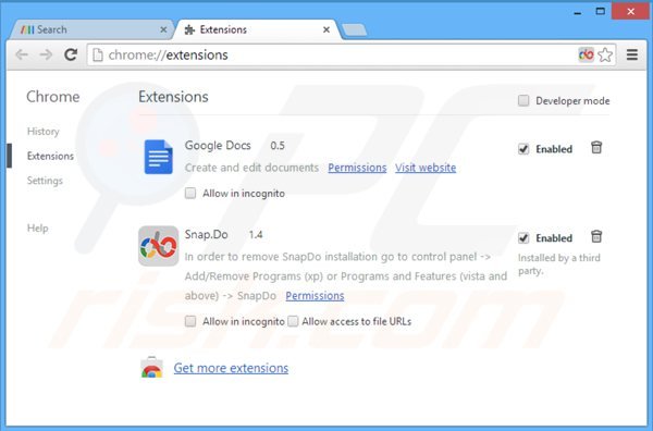 Verwijder aan browse-search.com gerelateerde Google Chrome extensies