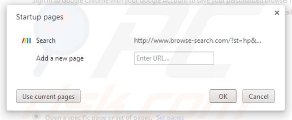 Verwijder browse-search.com als starpagina in Google Chrome