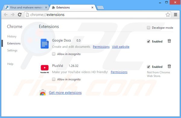 Verwijder de cinema-plus advertenties uit Google Chrome stap 2