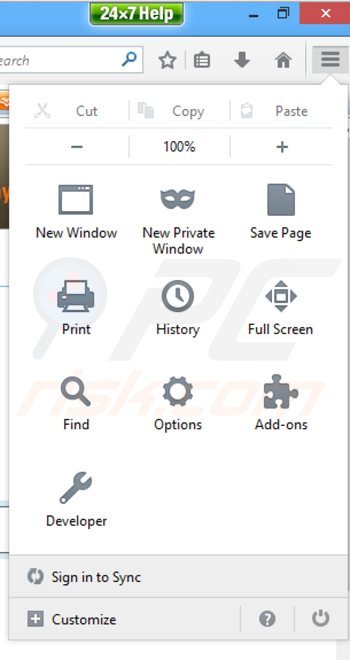 Verwijder de deal finder advertenties uit Mozilla Firefox stap 1
