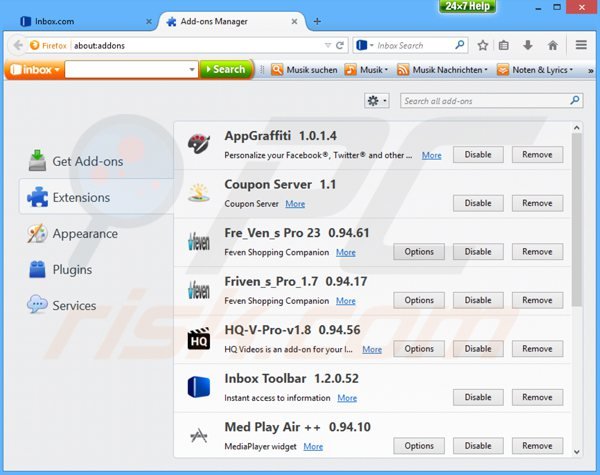 Verwijder de deal finder advertenties uit Mozilla Firefox stap 2