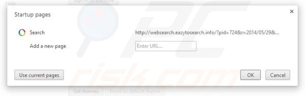 Verwijder websearch.eazytosearch.com als startpagina in Google Chrome