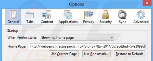 Verwijder websearch.fastosearch.info als startpagina in Mozilla Firefox