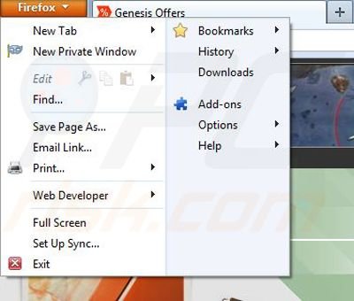 Verwijder de GenesisOffers uit Mozilla Firefox stap 1