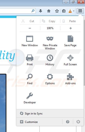 Verwijder de hq-quality advertenties uit Mozilla Firefox stap 1