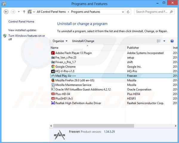 media play air + adware verwijdering via het Controle Paneel
