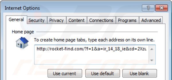 Removing rocket-find.com from Internet Explorer homepage