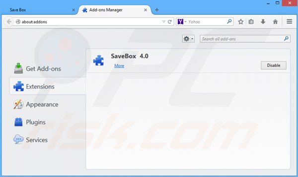 Verwijer savebox uit Mozilla Firefox stap 2