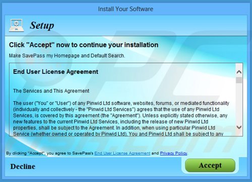 Misleidende freeware installer gebruikt voor de verspreiding van savepass adware 