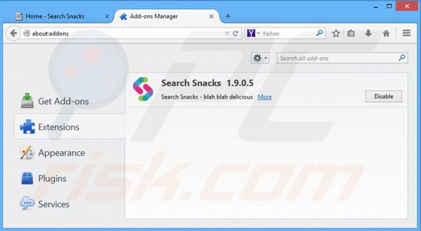 Verwijder search snacks uit Mozilla Firefox stap 2